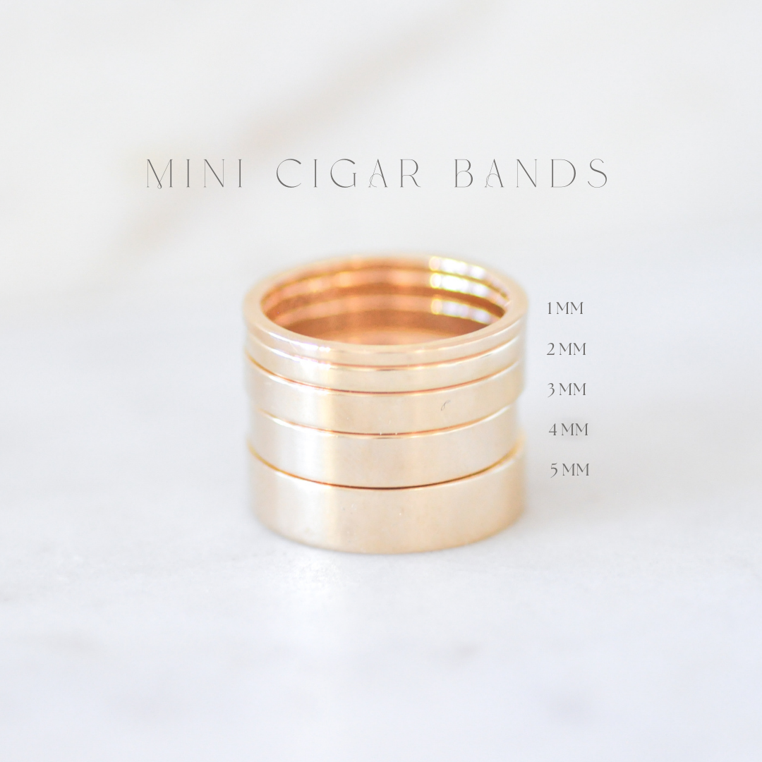 2mm Flat Mini Cigar Band Yellow Gold Band
