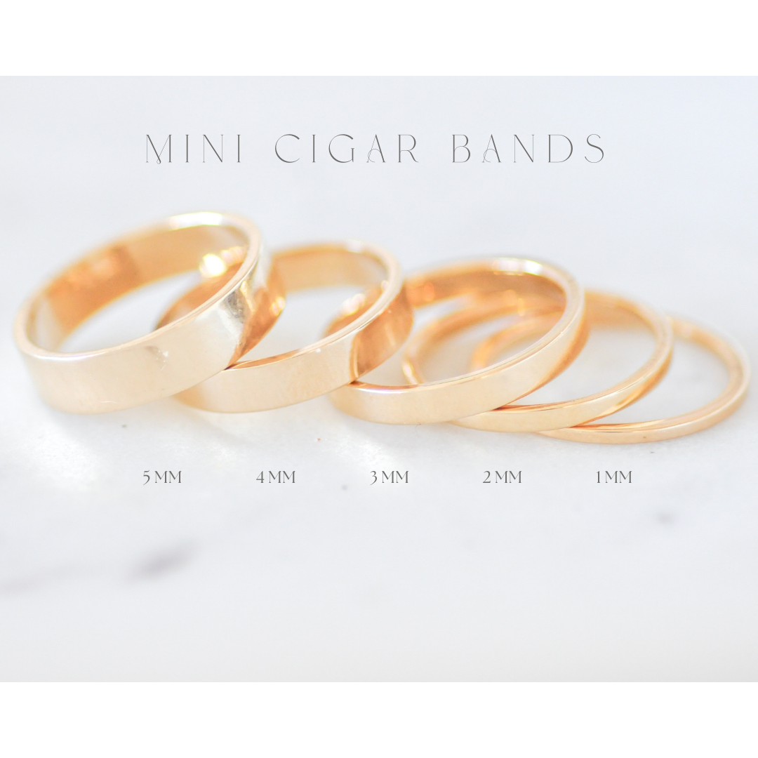2mm Flat Mini Cigar Band Yellow Gold Band