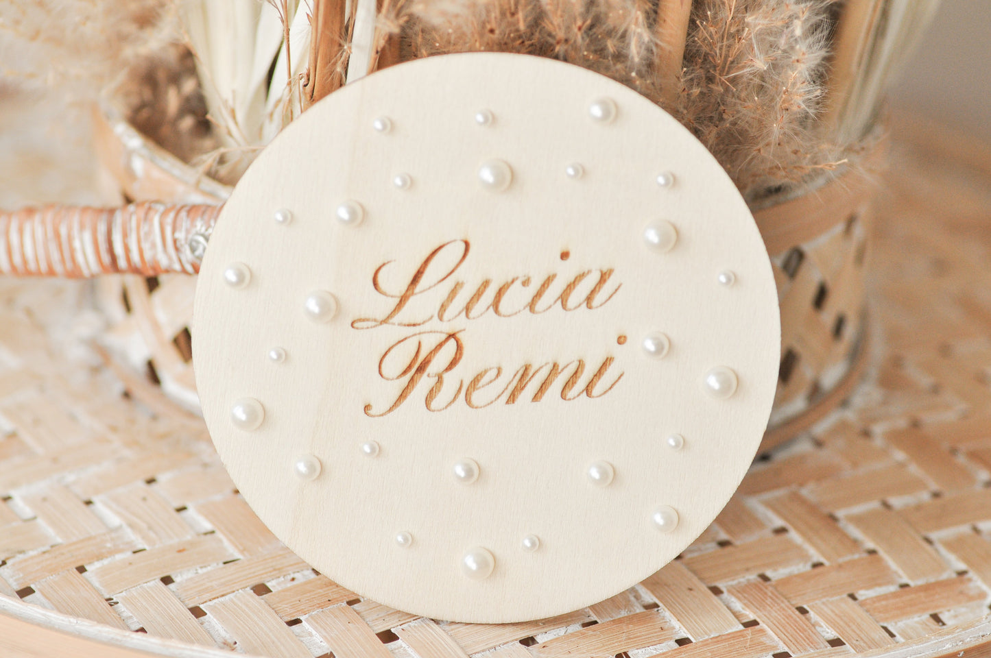 Baby Name Annoucement Sign with Pearls