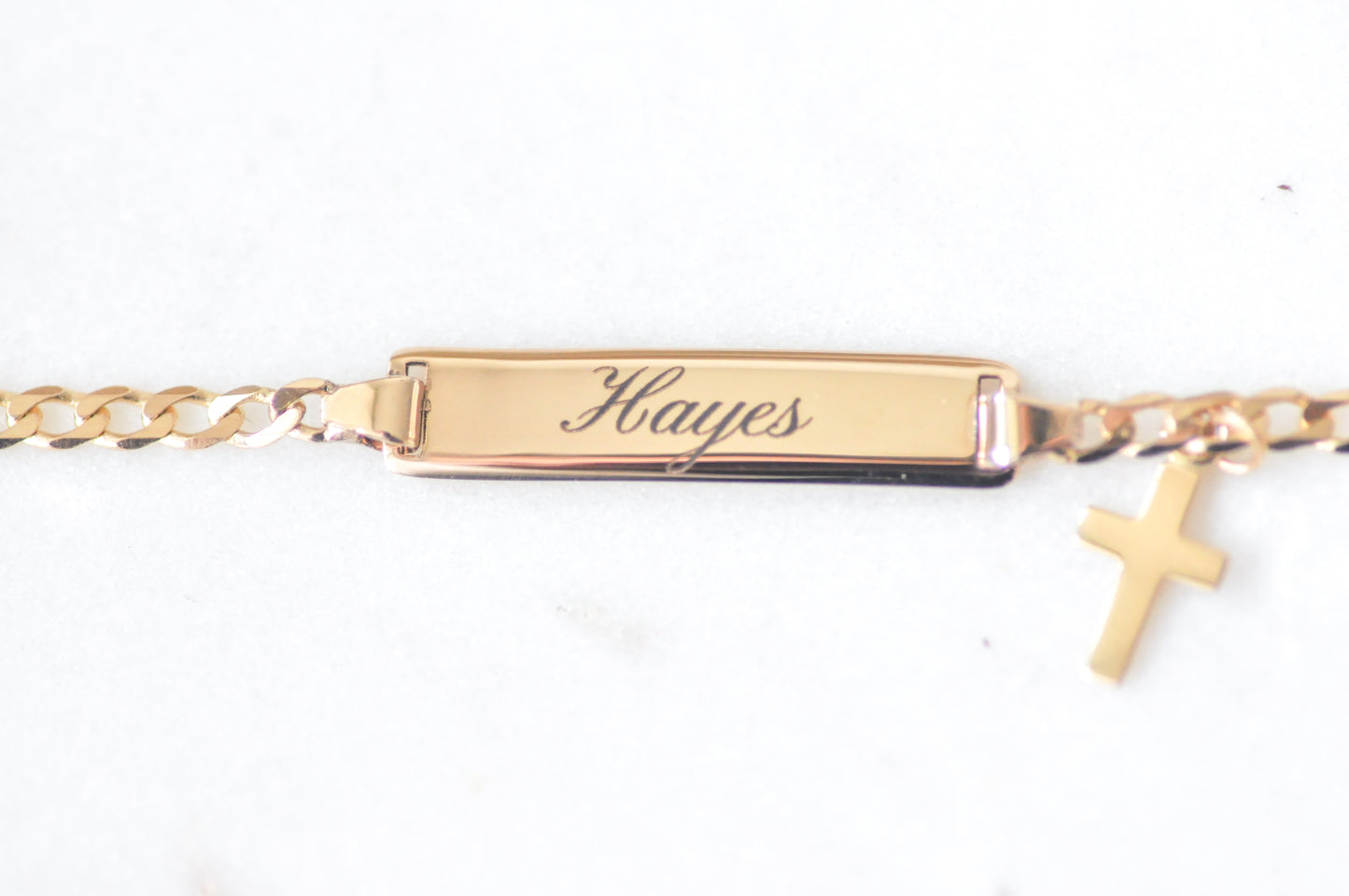 Engraved Cross Kids ID Bracelet