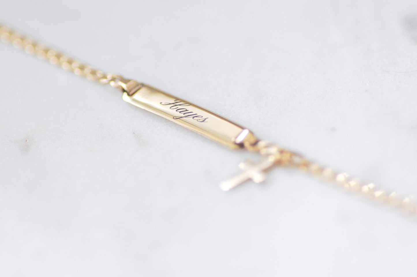 Engraved Cross Kids ID Bracelet